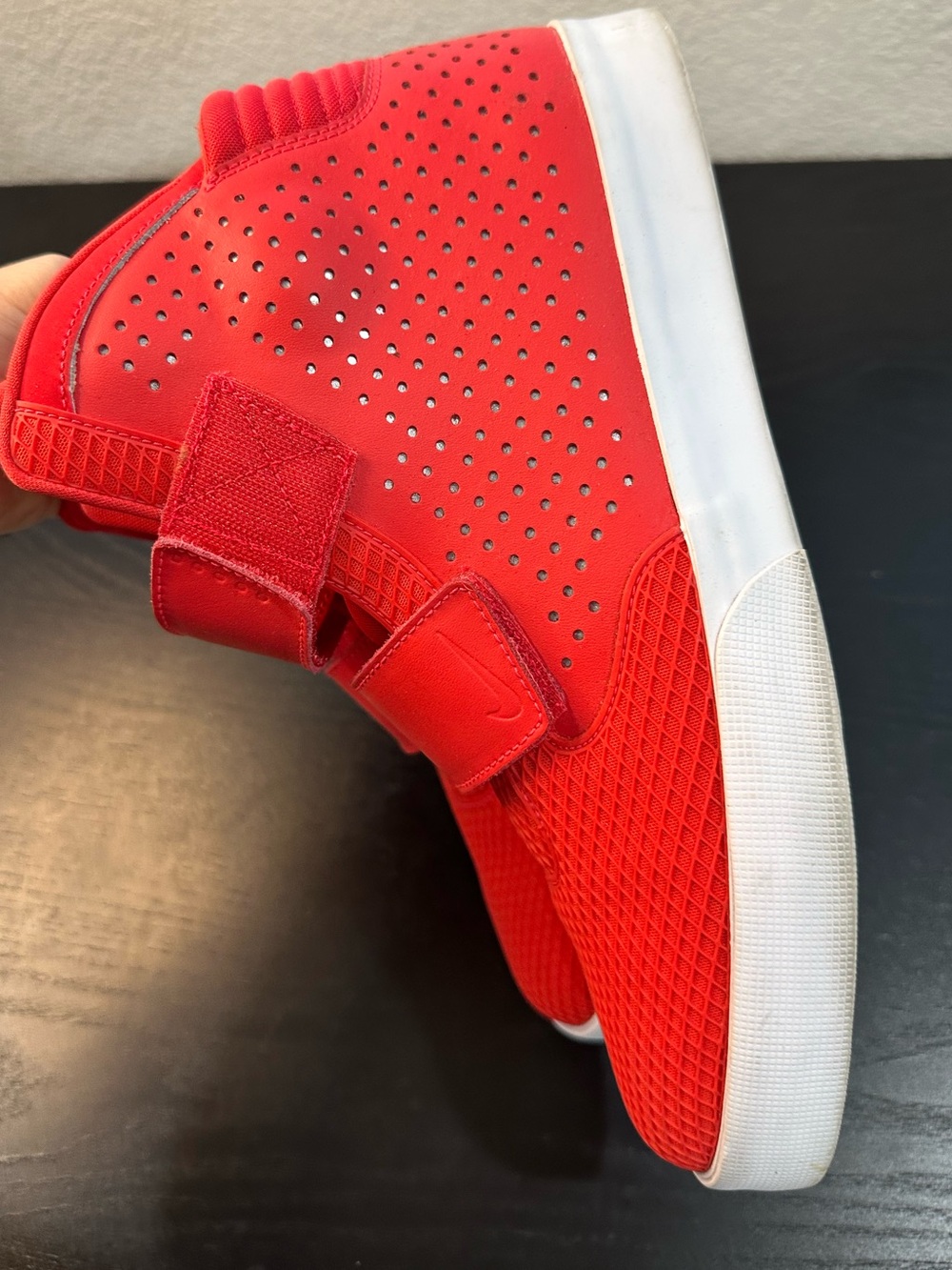 Nike Red High-Top Strap Sneakers - Picture 4 of 8